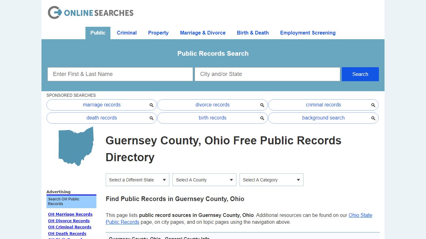 Guernsey County, Ohio Public Records Directory